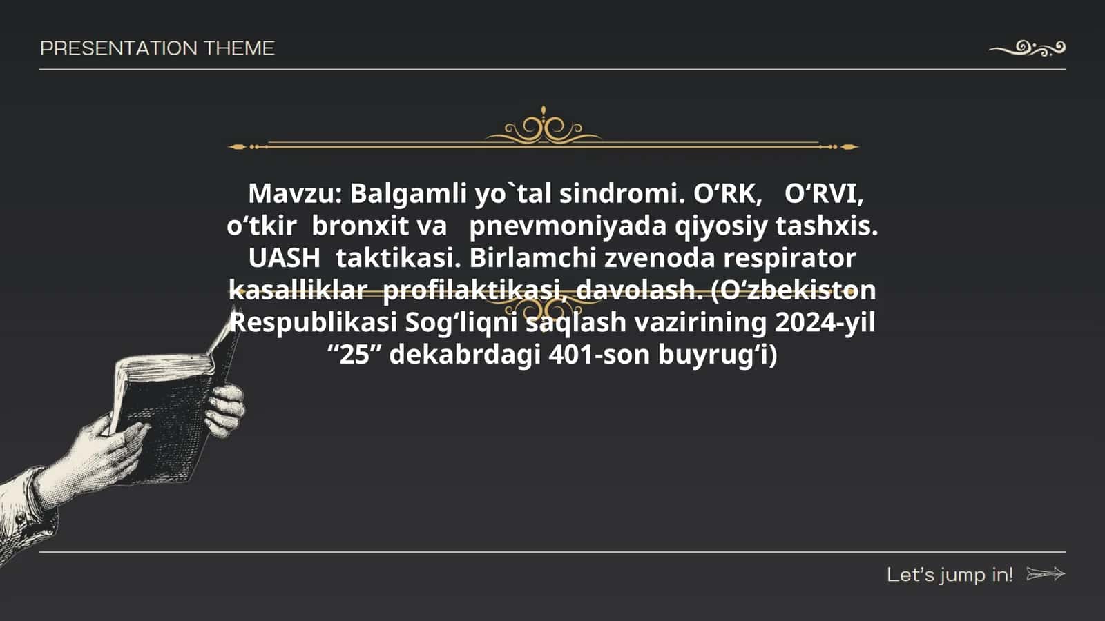 Balgamli yo`tal sindromi. O‘RK, O‘RVI, o‘tkir bronxit va pnevmoniyada qiyosiy tashxis. UASH taktikasi. Birlamchi zvenoda respirator kasalliklar profilaktikasi, davolash