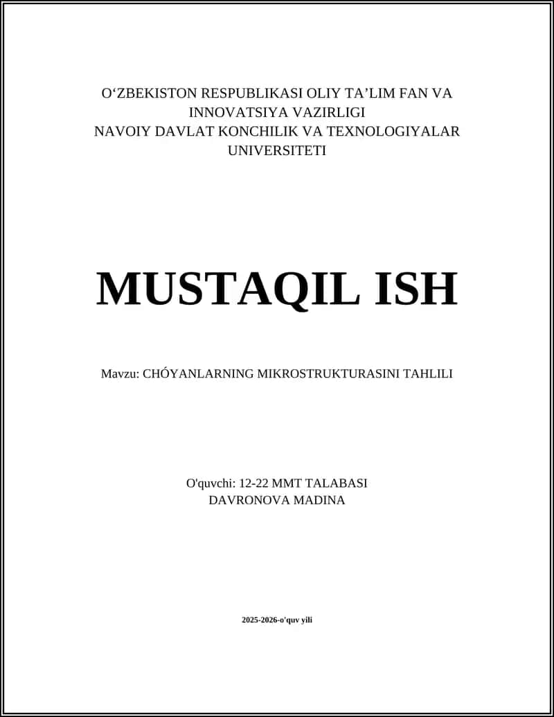 CHÓYANLARNING MIKROSTRUKTURASINI TAHLILI