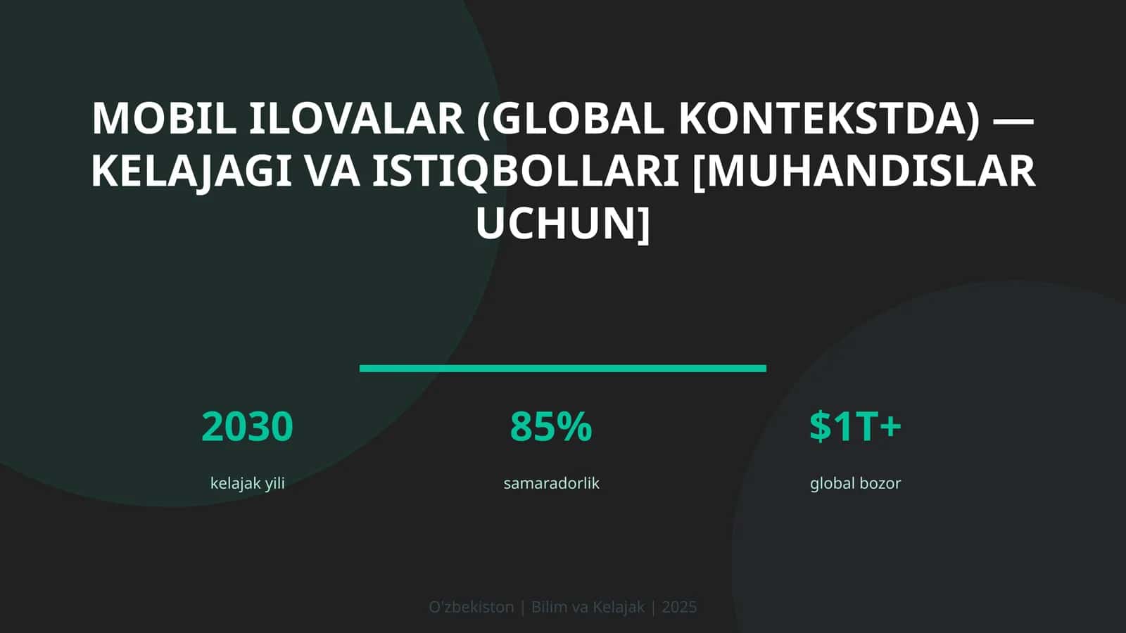 MOBIL ILOVALAR (GLOBAL KONTEKSTDA) — KELAJAGI VA ISTIQBOLLARI [MUHANDISLAR UCHUN]