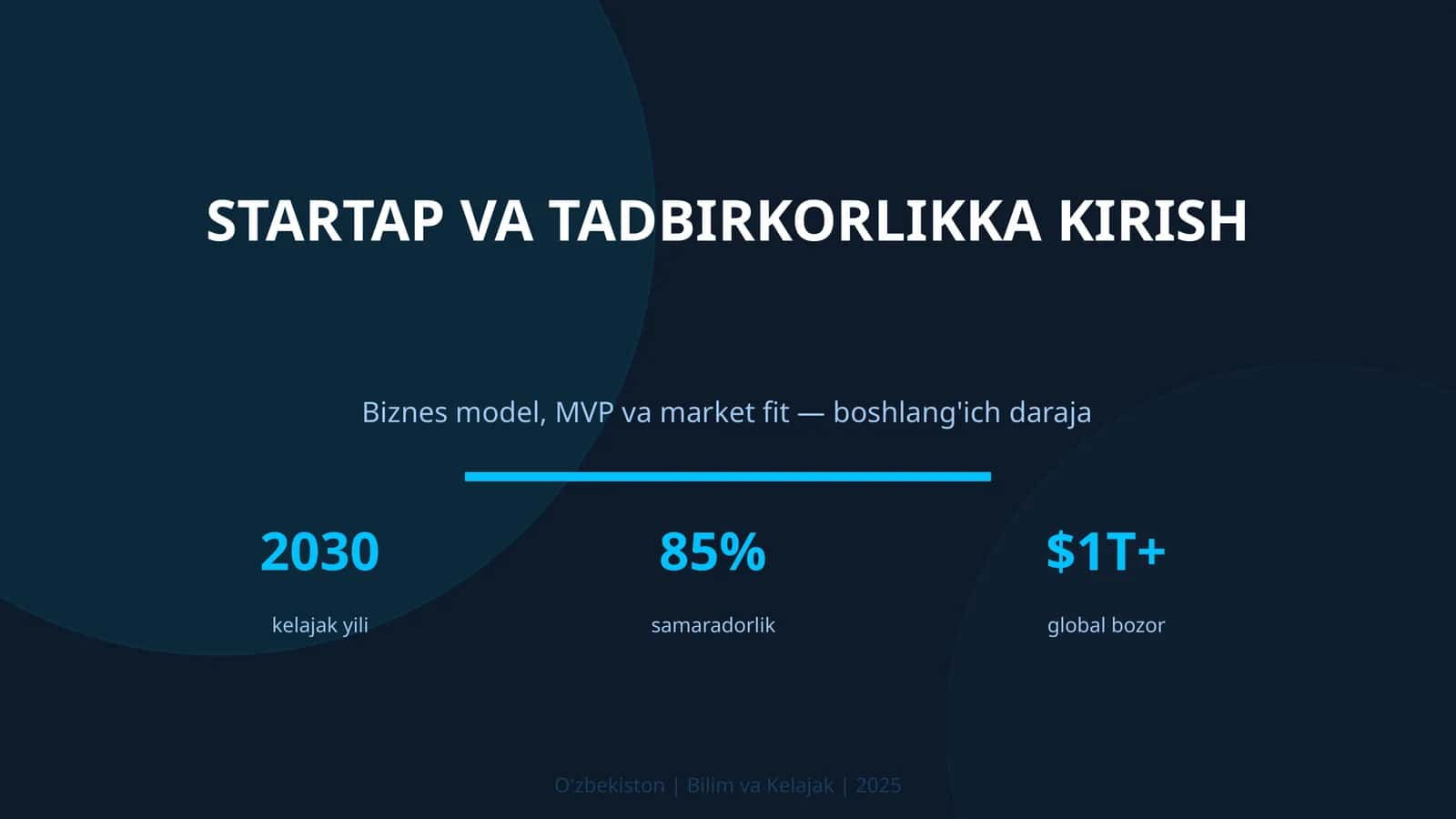 Startap va tadbirkorlikka kirish