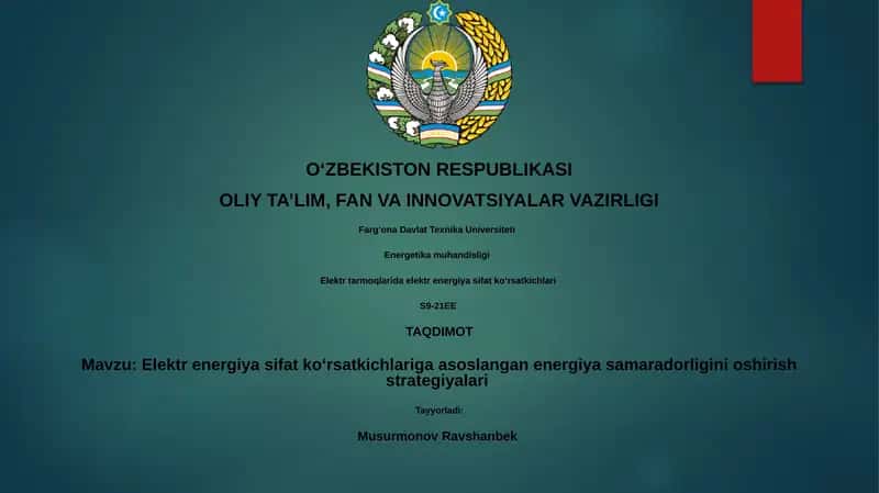 Elektr energiya sifat koʻrsatkichlari