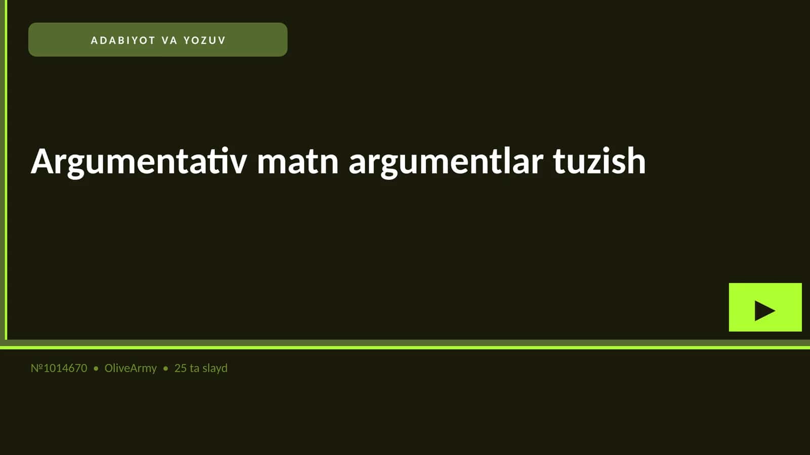 Argumentativ matn argumentlar tuzish