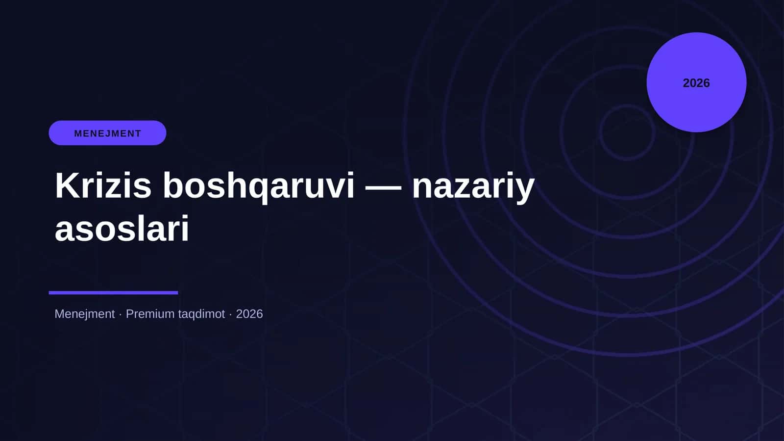 Krizis boshqaruvi — nazariy asoslari
