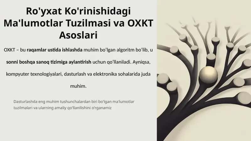 Ma'lumotlar Tuzilmasi va OXKTAsoslari