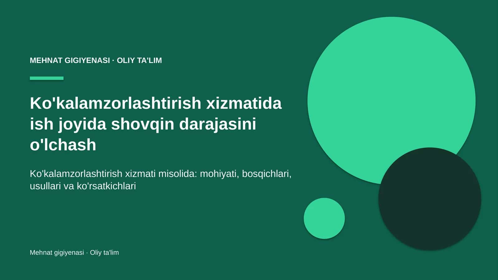 Ko'kalamzorlashtirish xizmatida ish joyida shovqin darajasini o'lchash