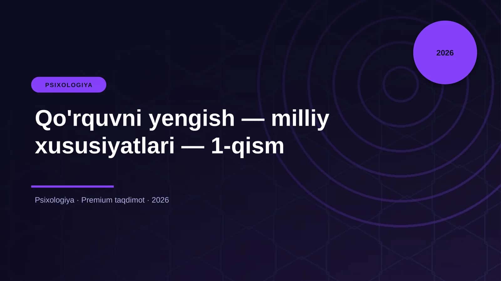 Qo'rquvni yengish — milliy xususiyatlari — 1-qism