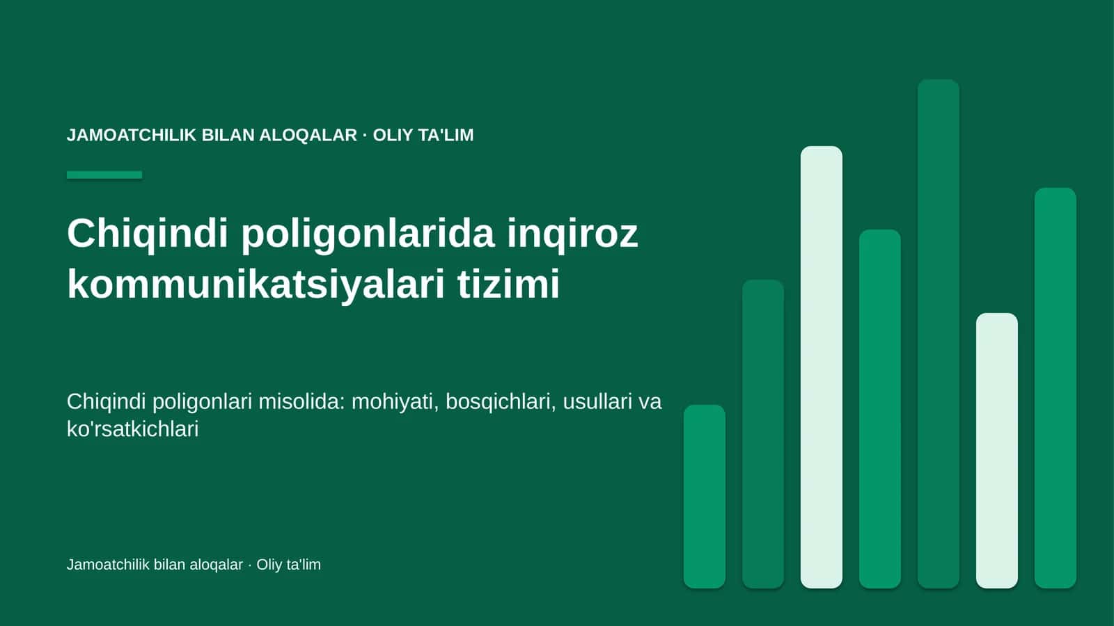 Chiqindi poligonlarida inqiroz kommunikatsiyalari tizimi