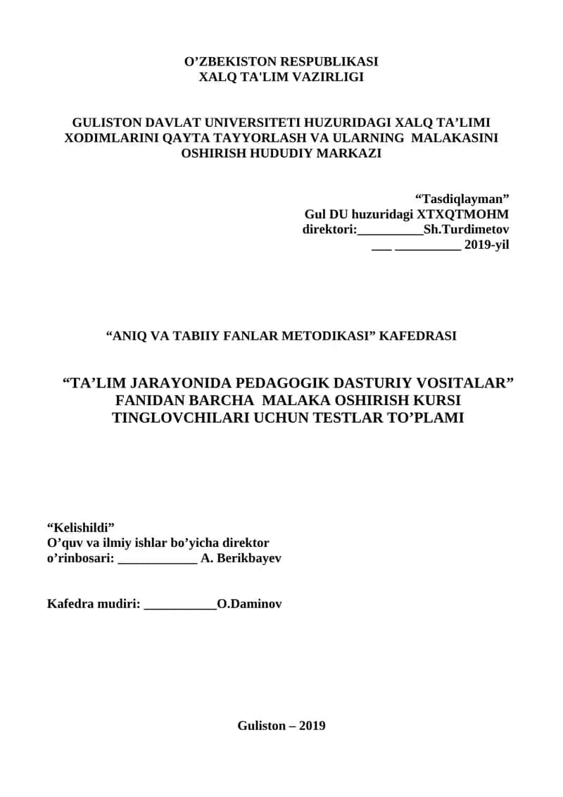 TA’LIM JARAYONIDA PEDAGOGIK DASTURIY VOSITALAR