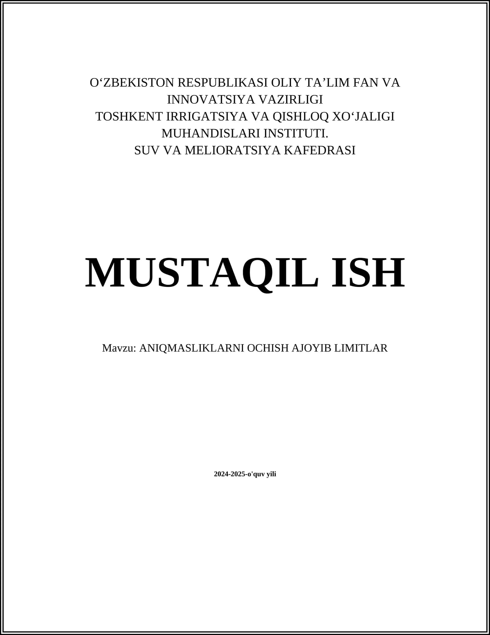 ANIQMASLIKLARNI OCHISH AJOYIB LIMITLAR