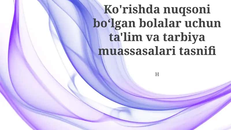 Ko'rishda nuqsoni boʻlgan bolalar uchun ta'lim va tarbiya muassasalari tasnifi