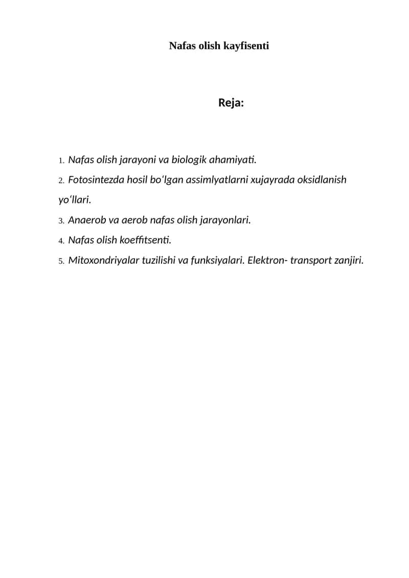 Nafas olish kayfisenti