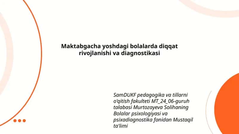 Bolalar psixologiyasi va psixadiagnostika