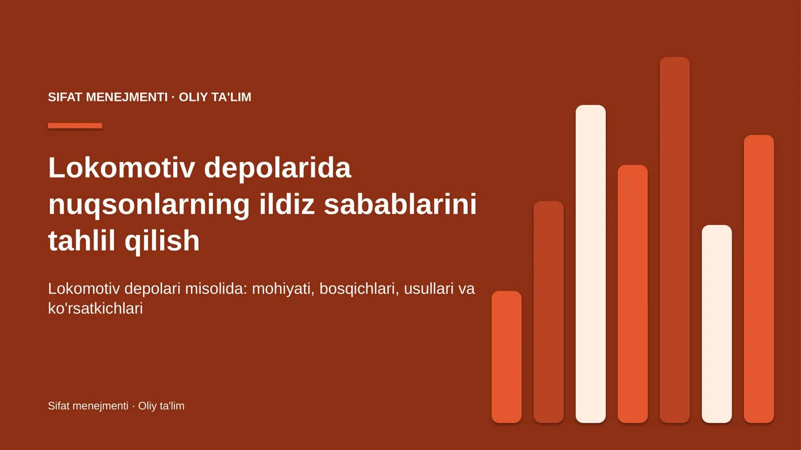 Lokomotiv depolarida nuqsonlarning ildiz sabablarini tahlil qilish