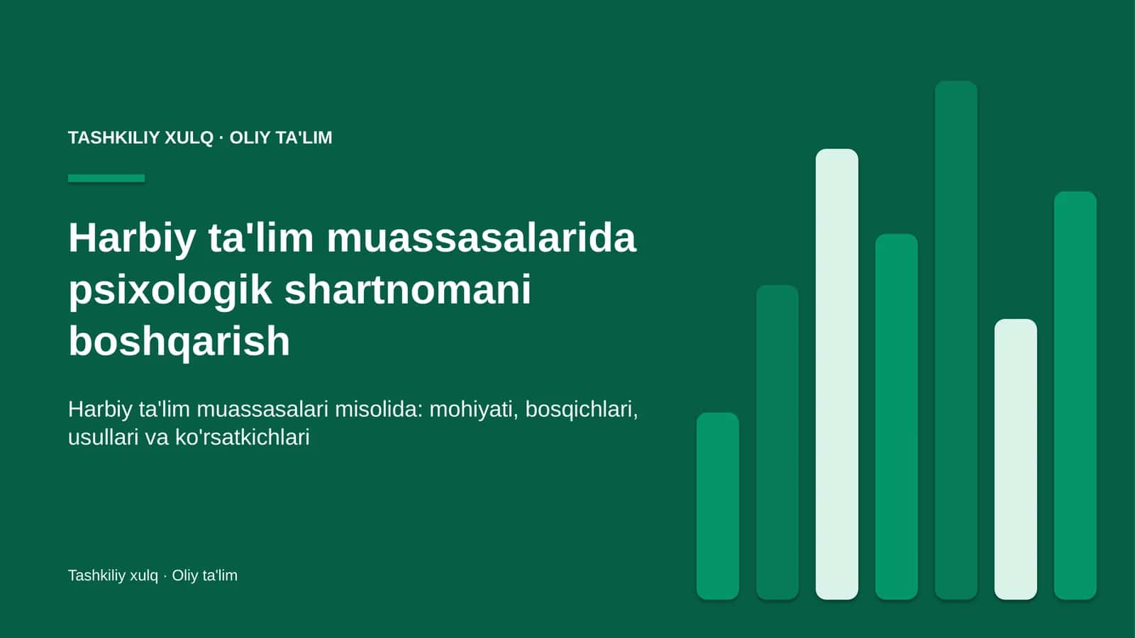 Harbiy ta'lim muassasalarida psixologik shartnomani boshqarish