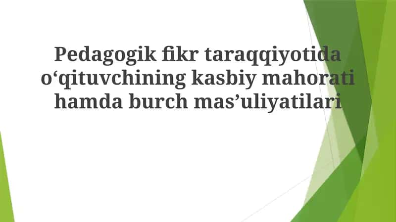 O'qituvchining kasbiy mahorati