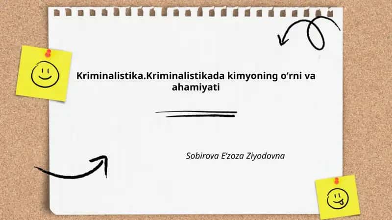 Kriminalistika.Kriminalistikada kimyoning oʻrni va ahamiyati