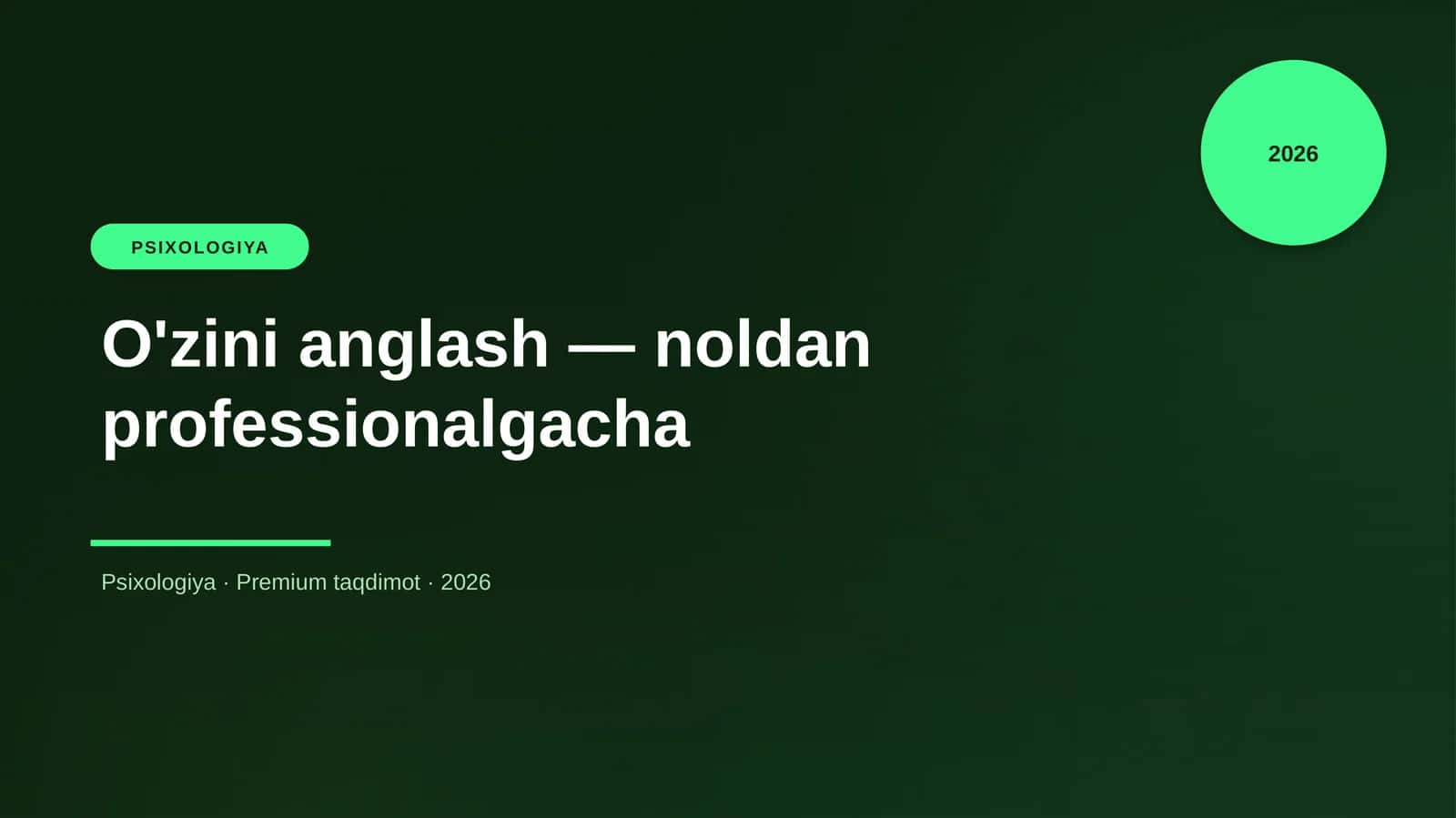O'zini anglash — noldan professionalgacha