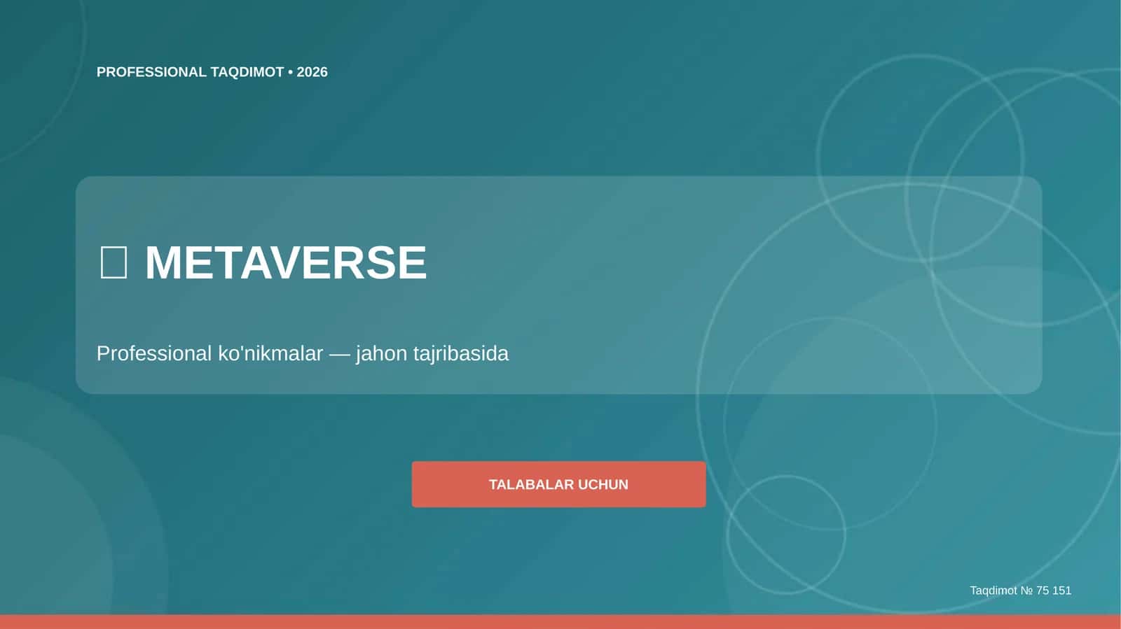 Metaverse: professional ko'nikmalar (jahon tajribasida) [talabalar uchun]