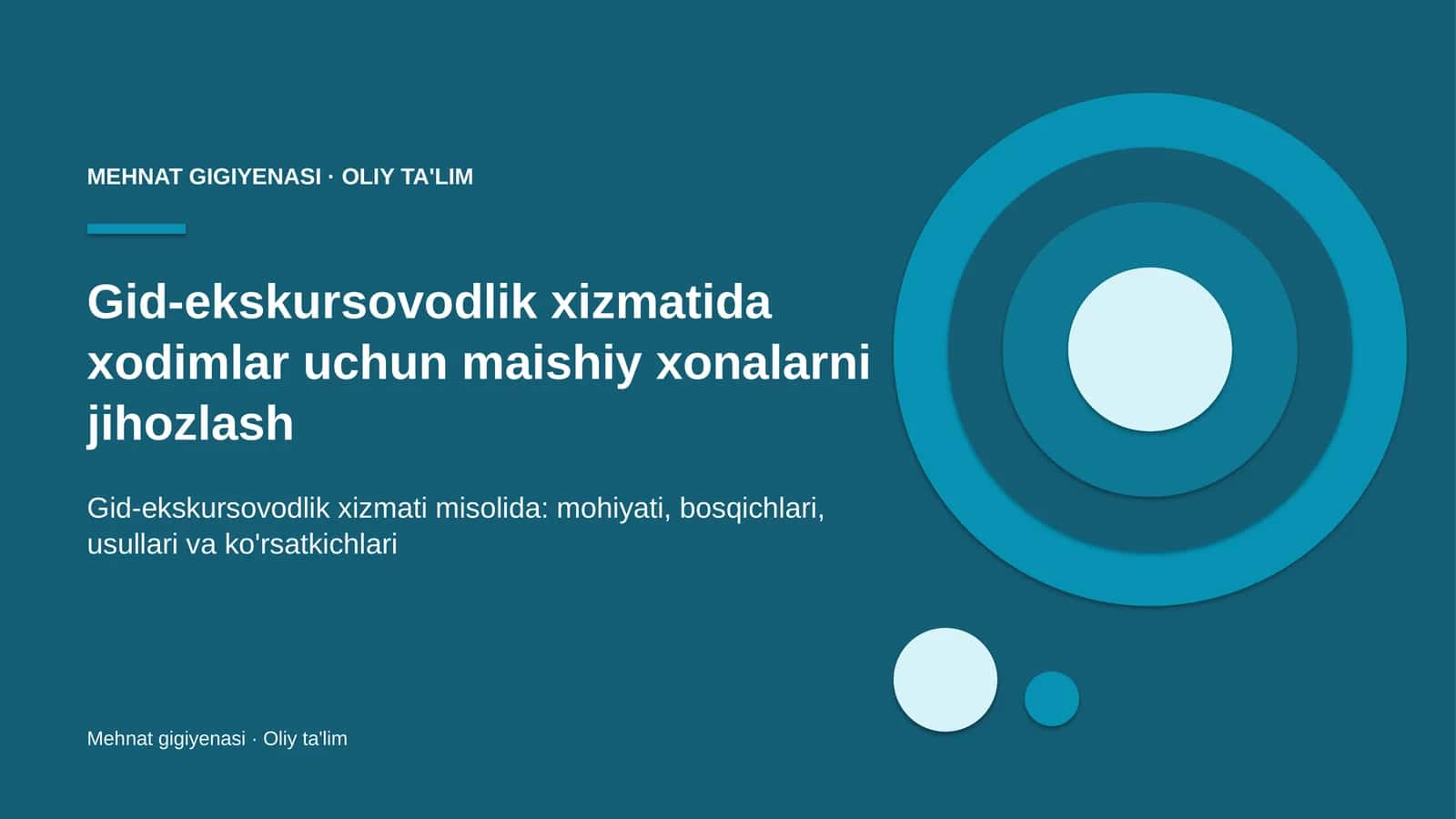 Gid-ekskursovodlik xizmatida xodimlar uchun maishiy xonalarni jihozlash