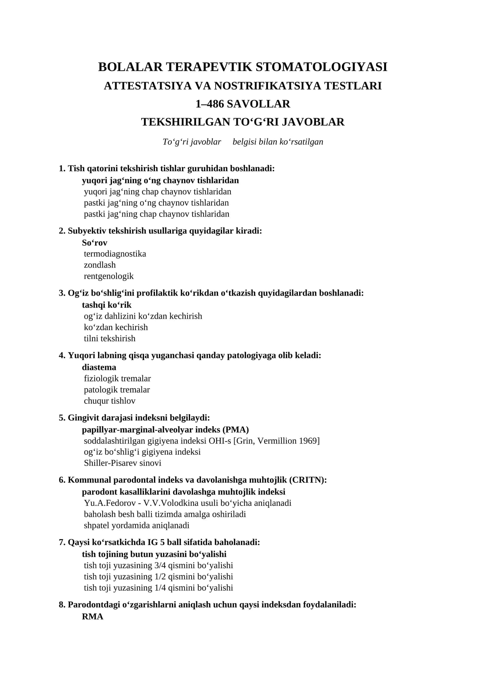 BOLALAR TERAPEVTIK STOMATOLOGIYASI