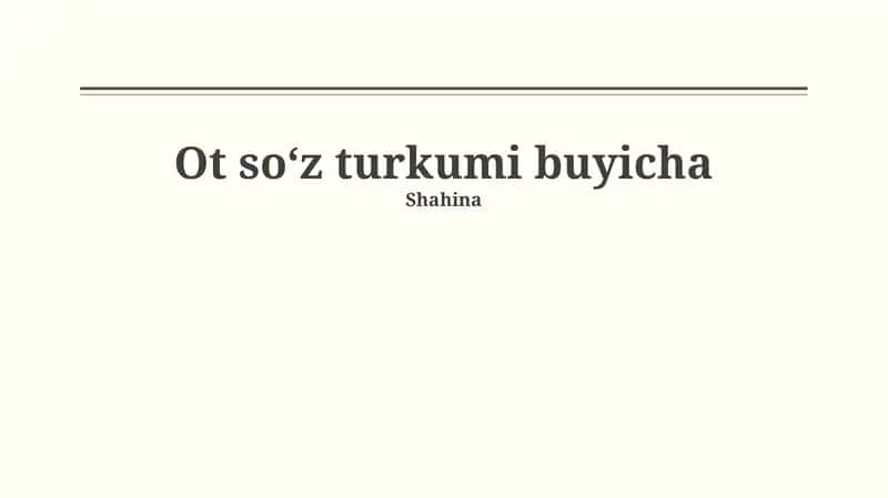 Ot soʻz turkumi buyicha