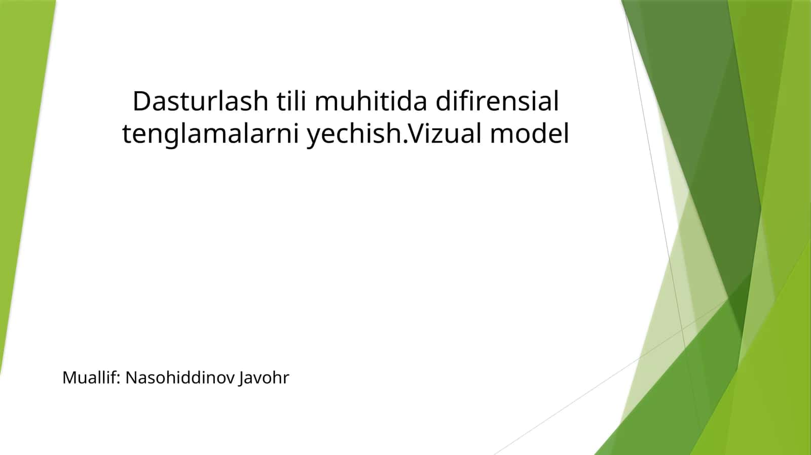 Diferensial Tenglamalar va Dasturlash Tillari