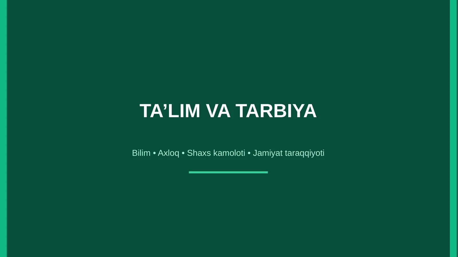 Ta'lim va tarbiya
