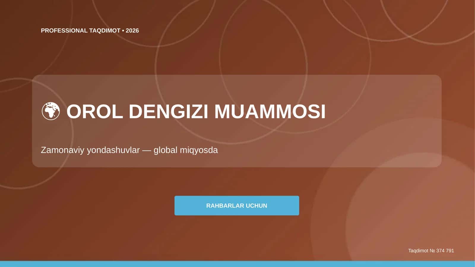 Orol Dengizi Muammosi: Zamonaviy Yondashuvlar