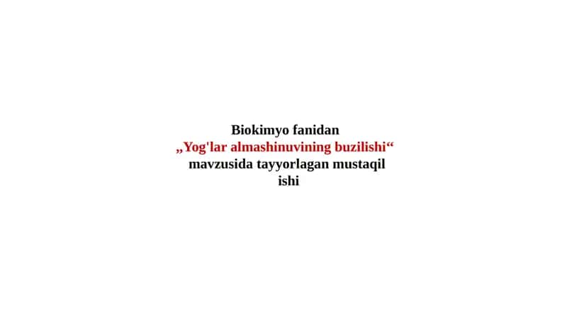Yog'lar almashinuvining buzilishi