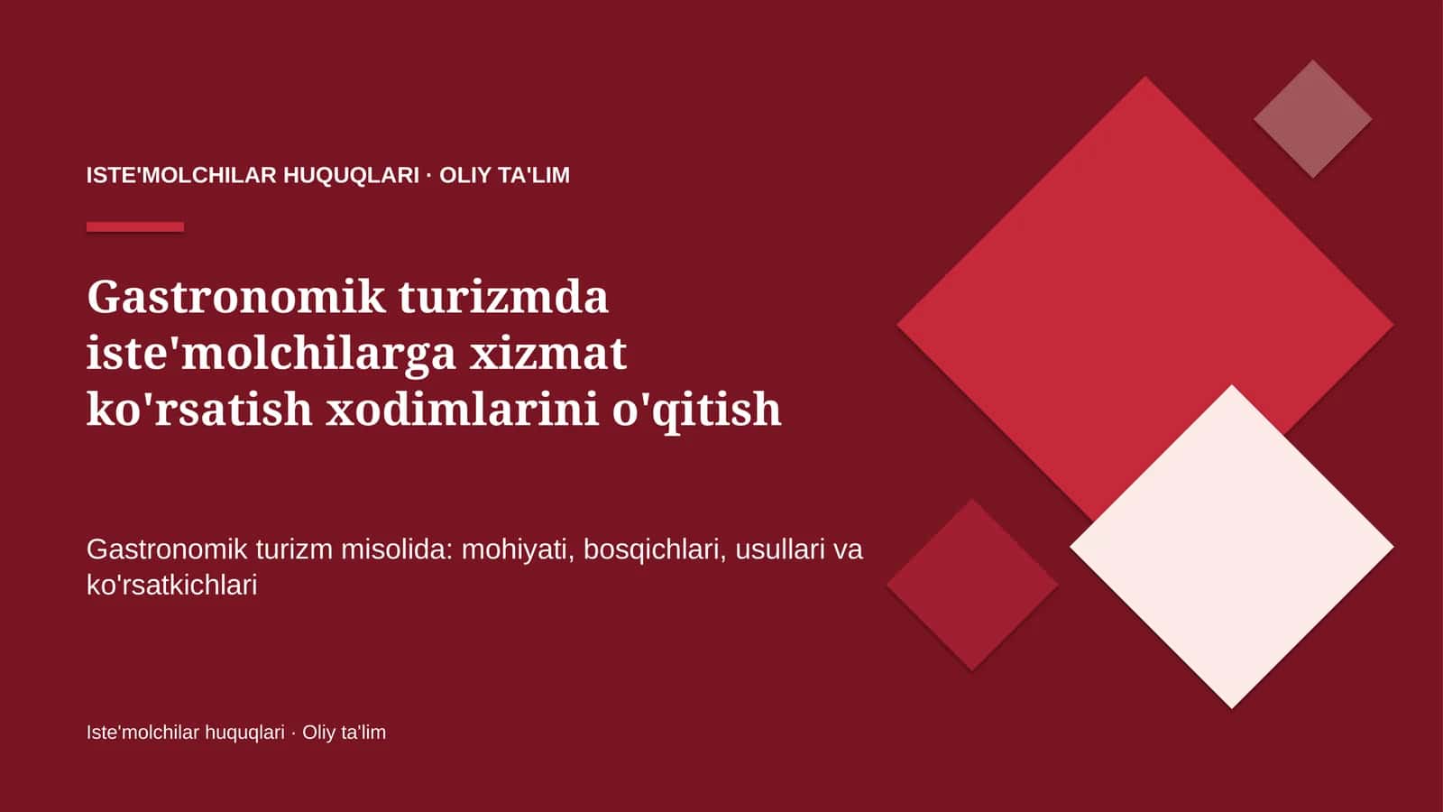 gastronomik turizmda iste'molchilarga xizmat ko'rsatish xodimlarini o'qitish 2745