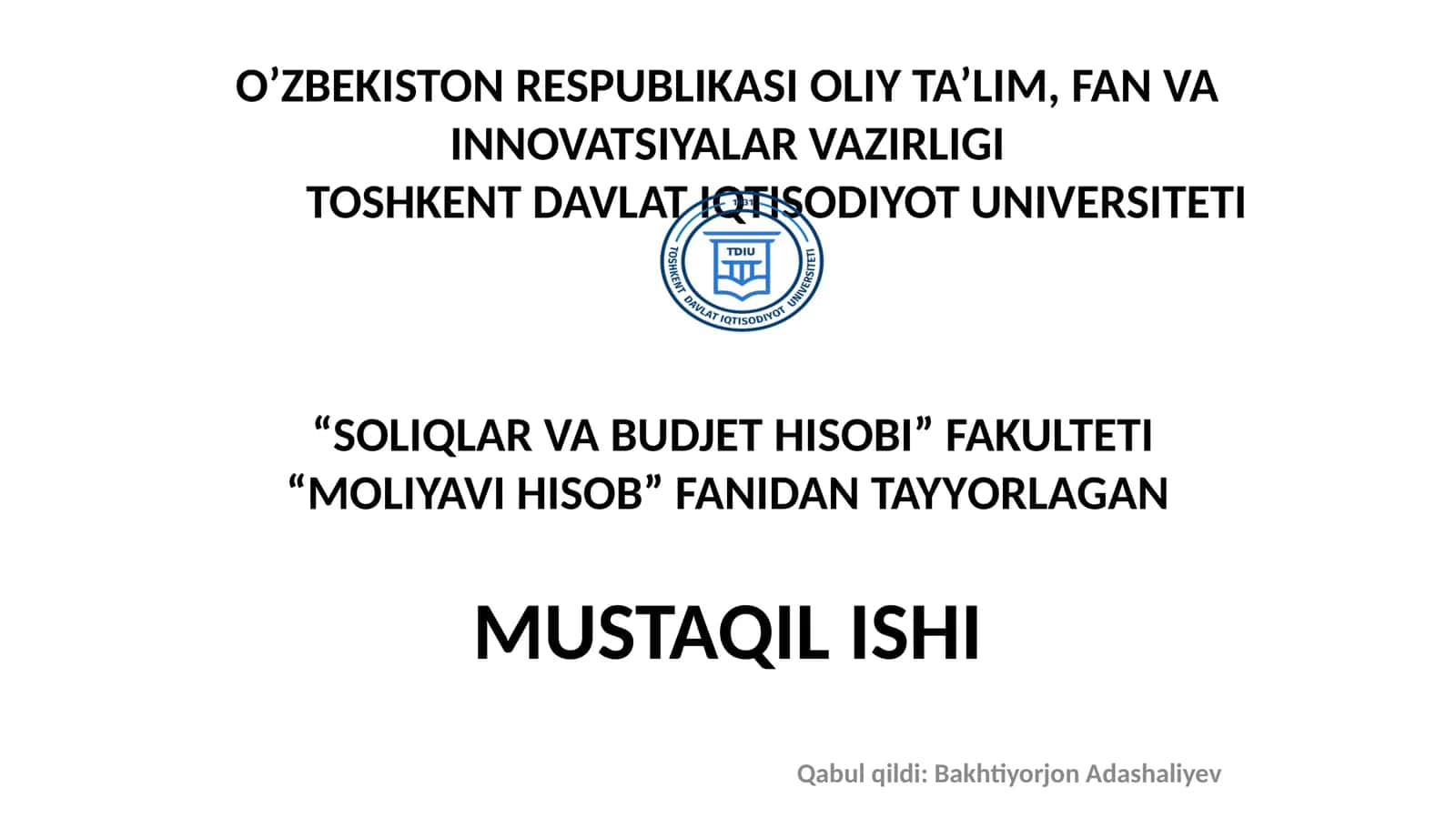 MOLIYAVI HISOB