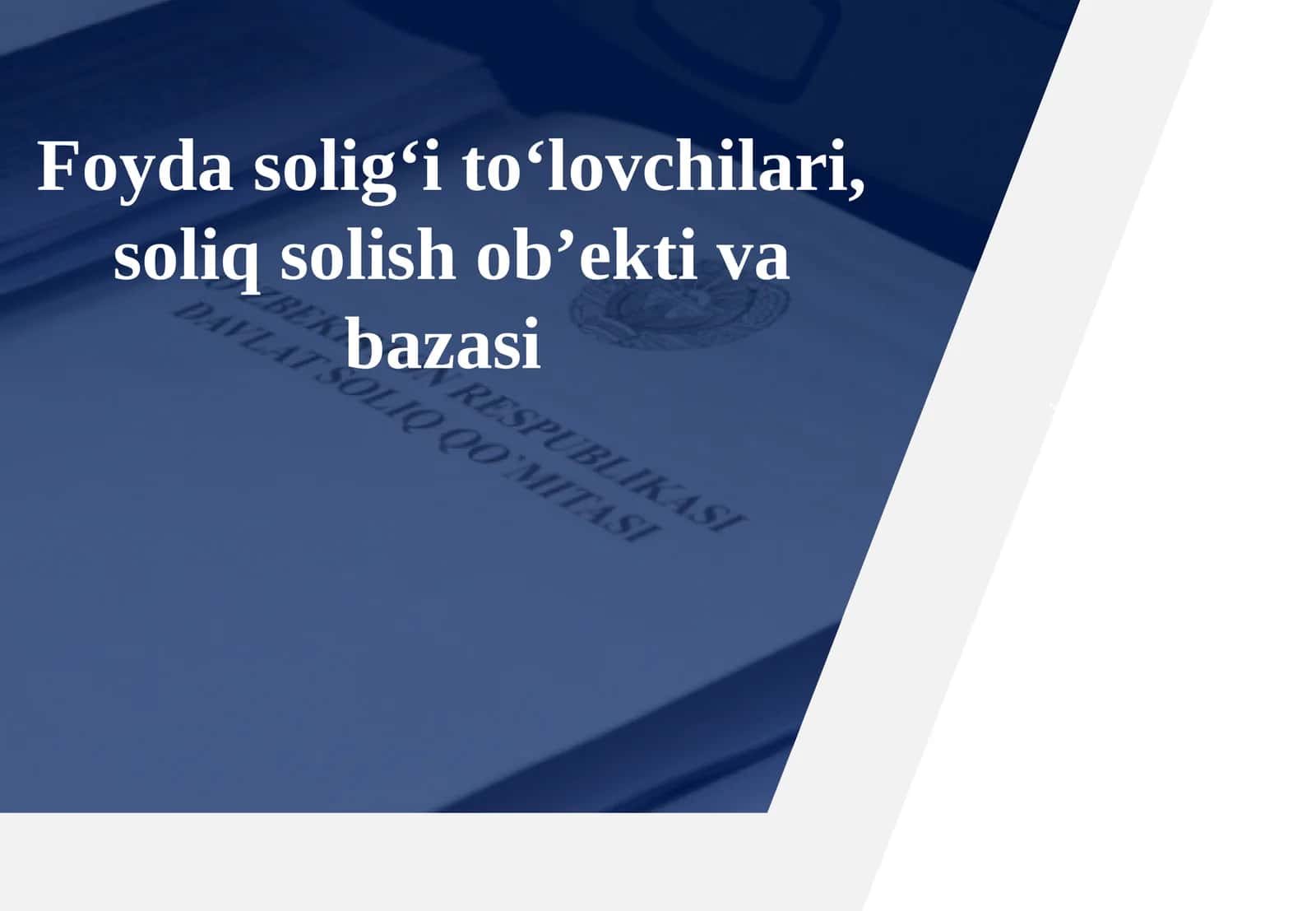 Foyda solig‘i to‘lovchilari, soliq solish ob’ekti va bazasi