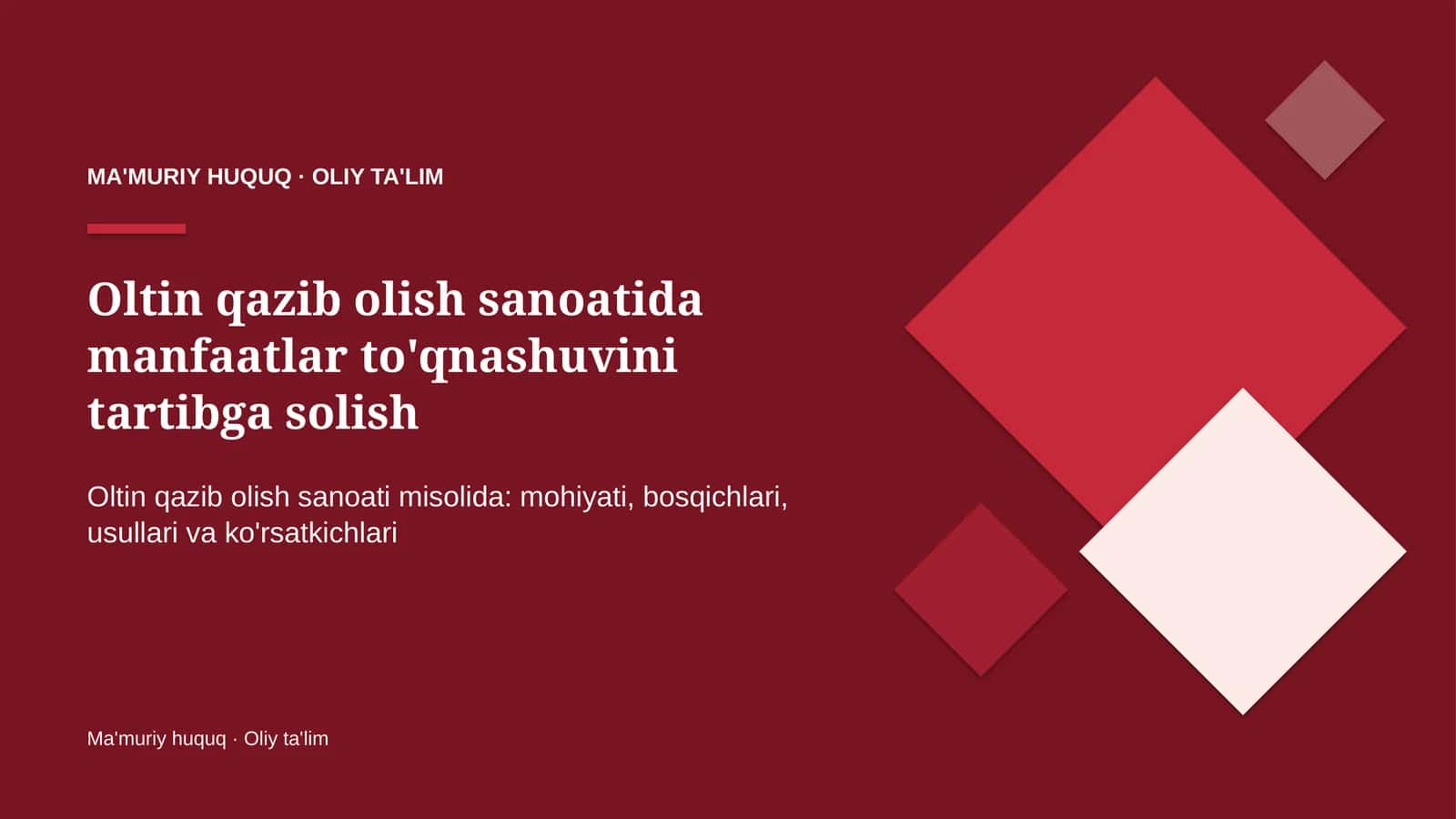 Oltin qazib olish sanoatida manfaatlar to'qnashuvini tartibga solish