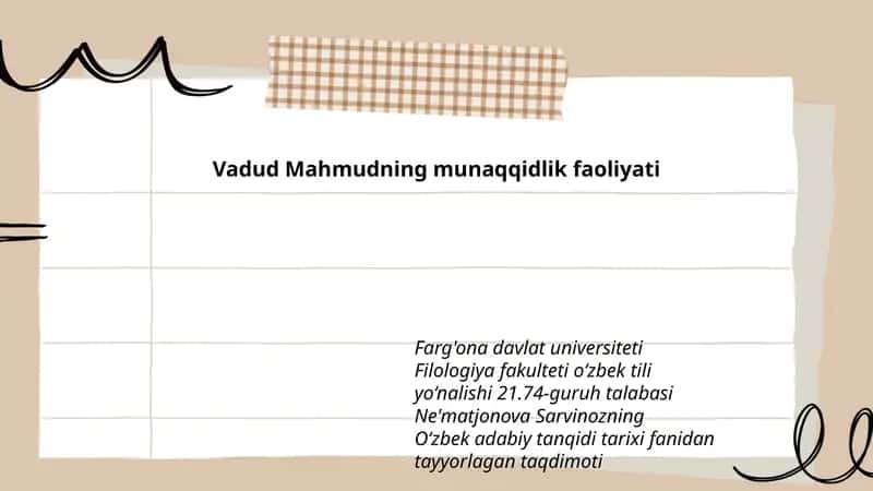 O‘zbek adabiy tanqidi tarixi fanidan tayyorlagan taqdimoti
