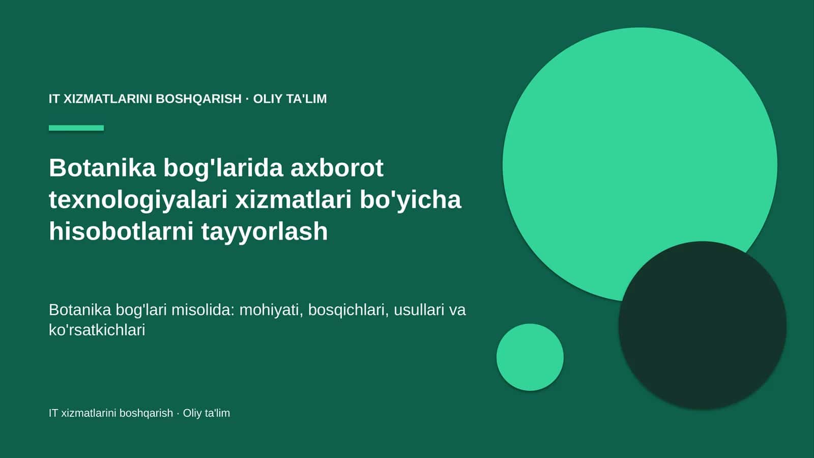 Botanika Bog'lari IT Xizmatlari Hisobotlari