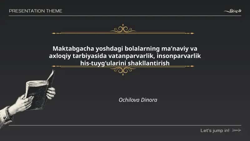Maktabgacha yoshdagi bolalarning maʼnaviy va axloqiy tarbiyasida vatanparvarlik, insonparvarlik his-tuygʻularini shakllantirish
