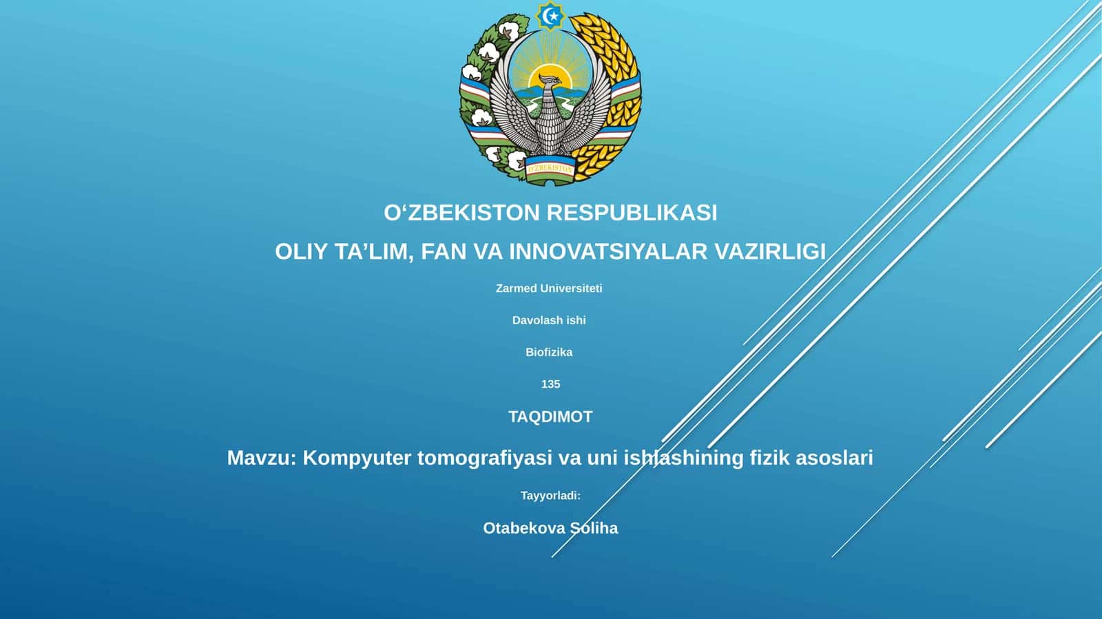 Kompyuter tomografiyasi va uni ishlashining fizik asoslari