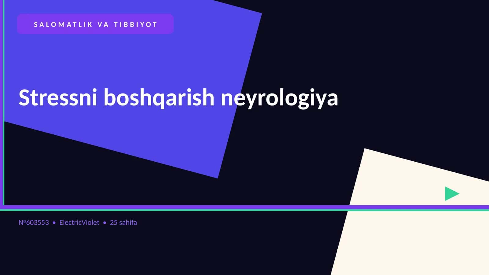 Stressni boshqarish neyrologiya