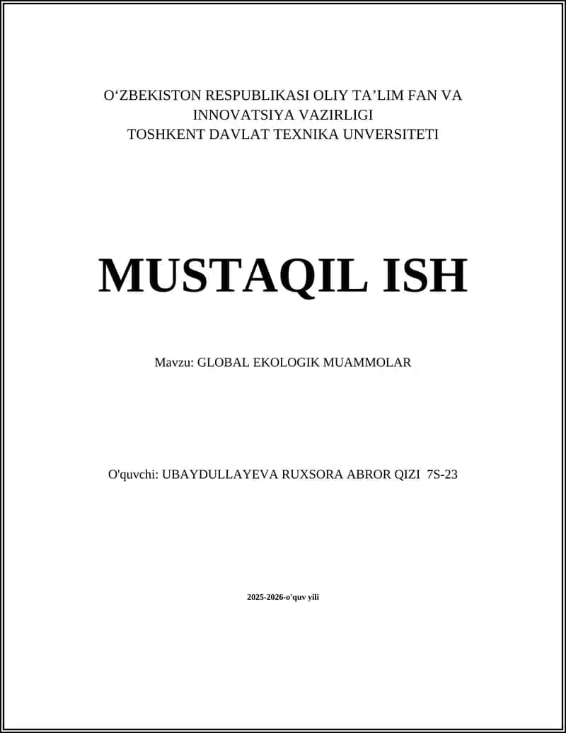 GLOBAL EKOLOGIK MUAMMOLAR