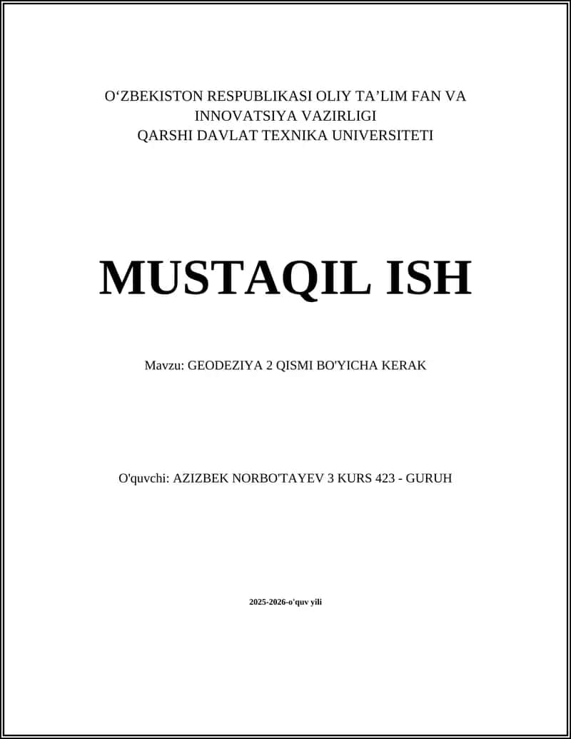 GEODEZIYA 2 QISMI