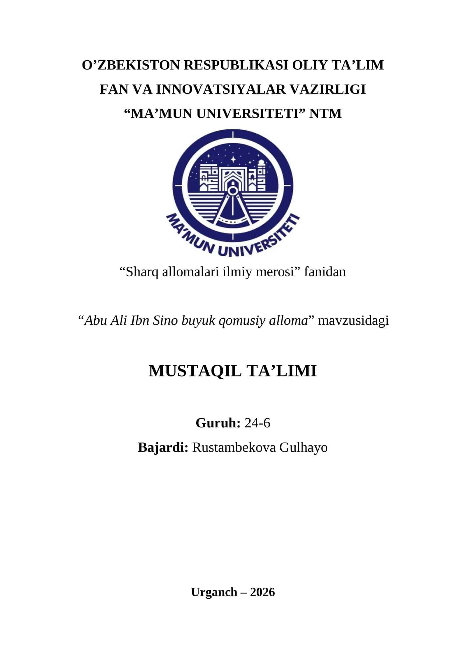 Abu Ali Ibn Sino buyuk qomusiy alloma