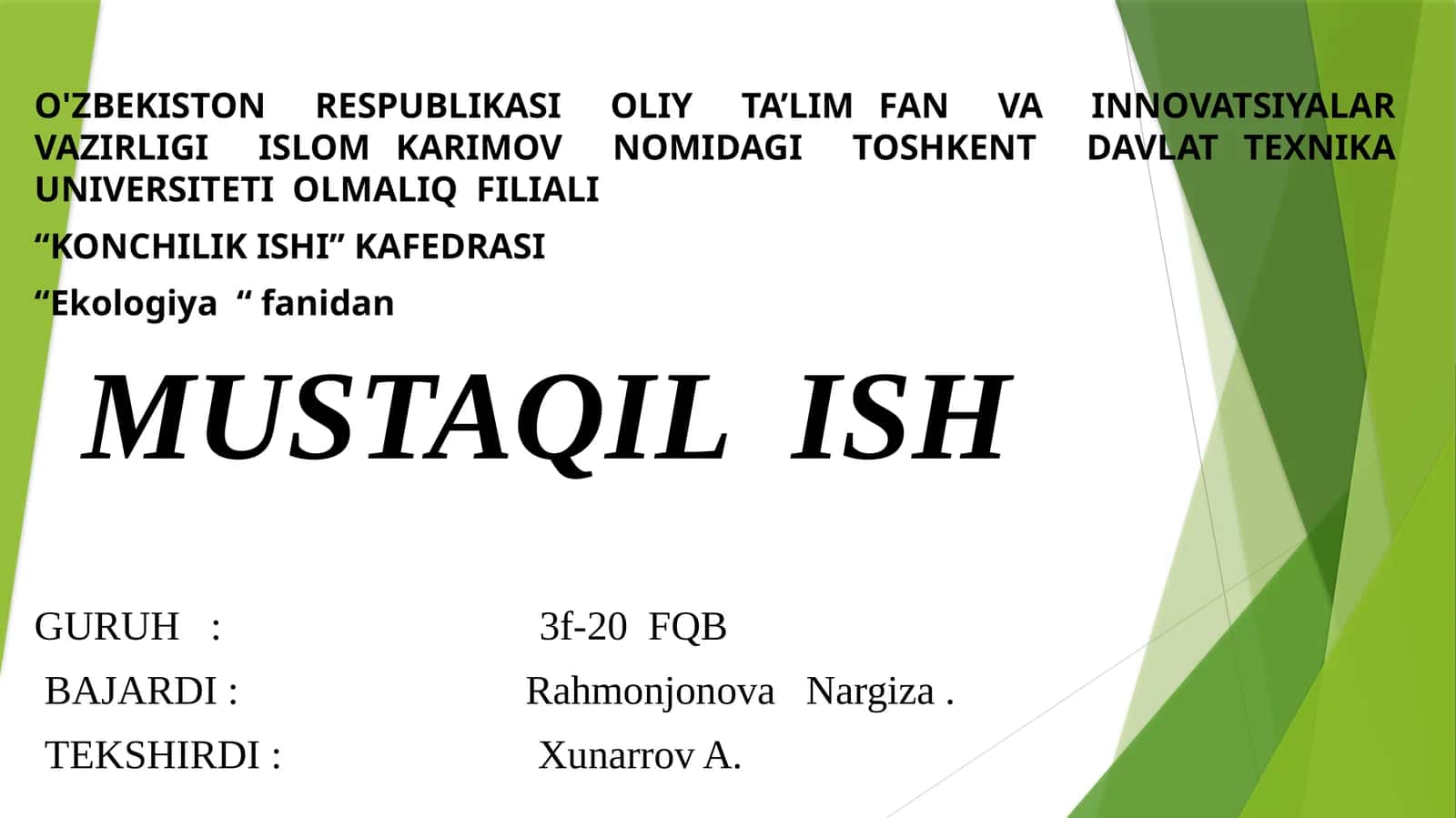 Muhitvayashashsharoiti,ekologiyaomillarvaularningklasifikatsiyasi