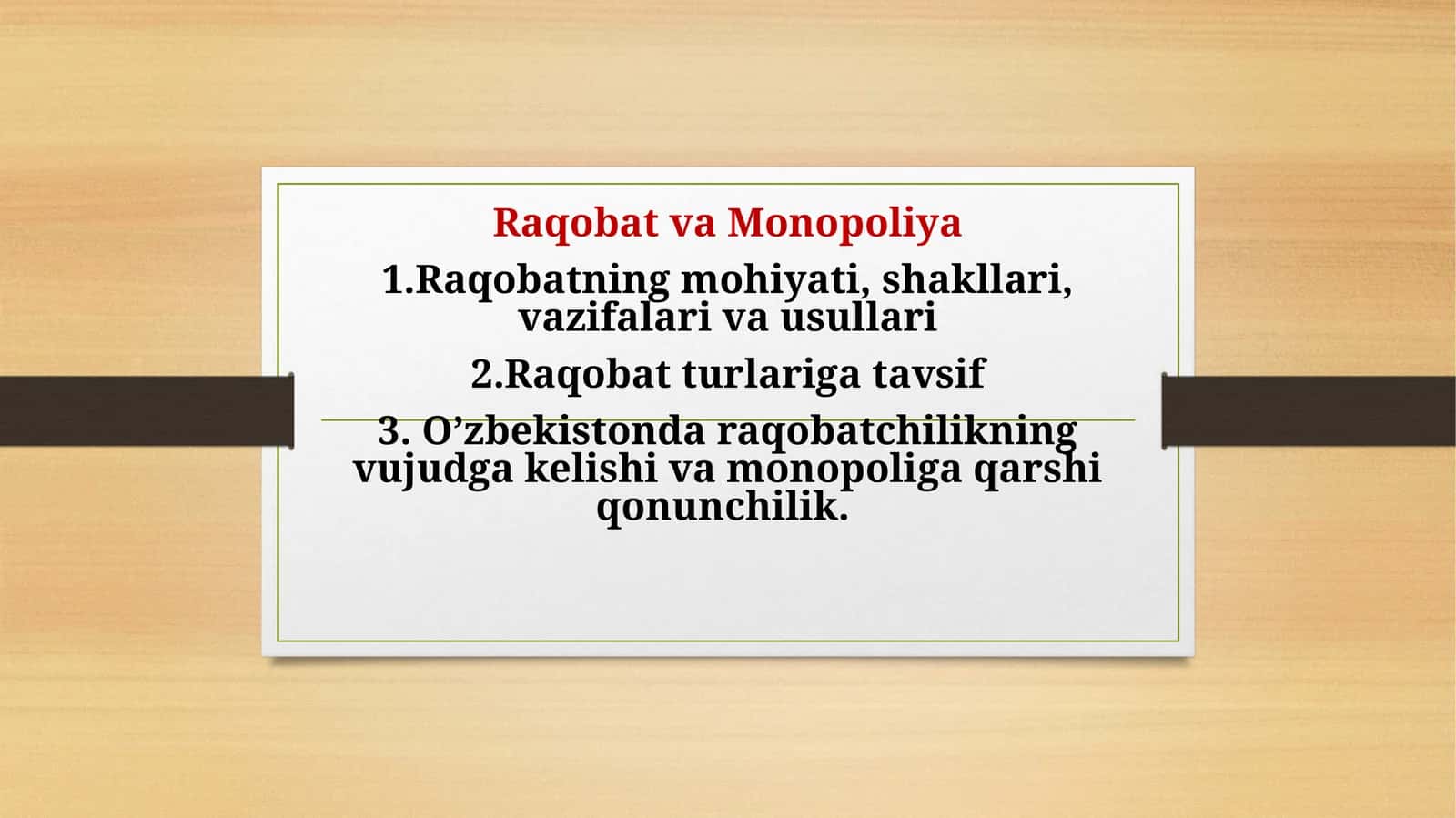 Raqobat va Monopoliya