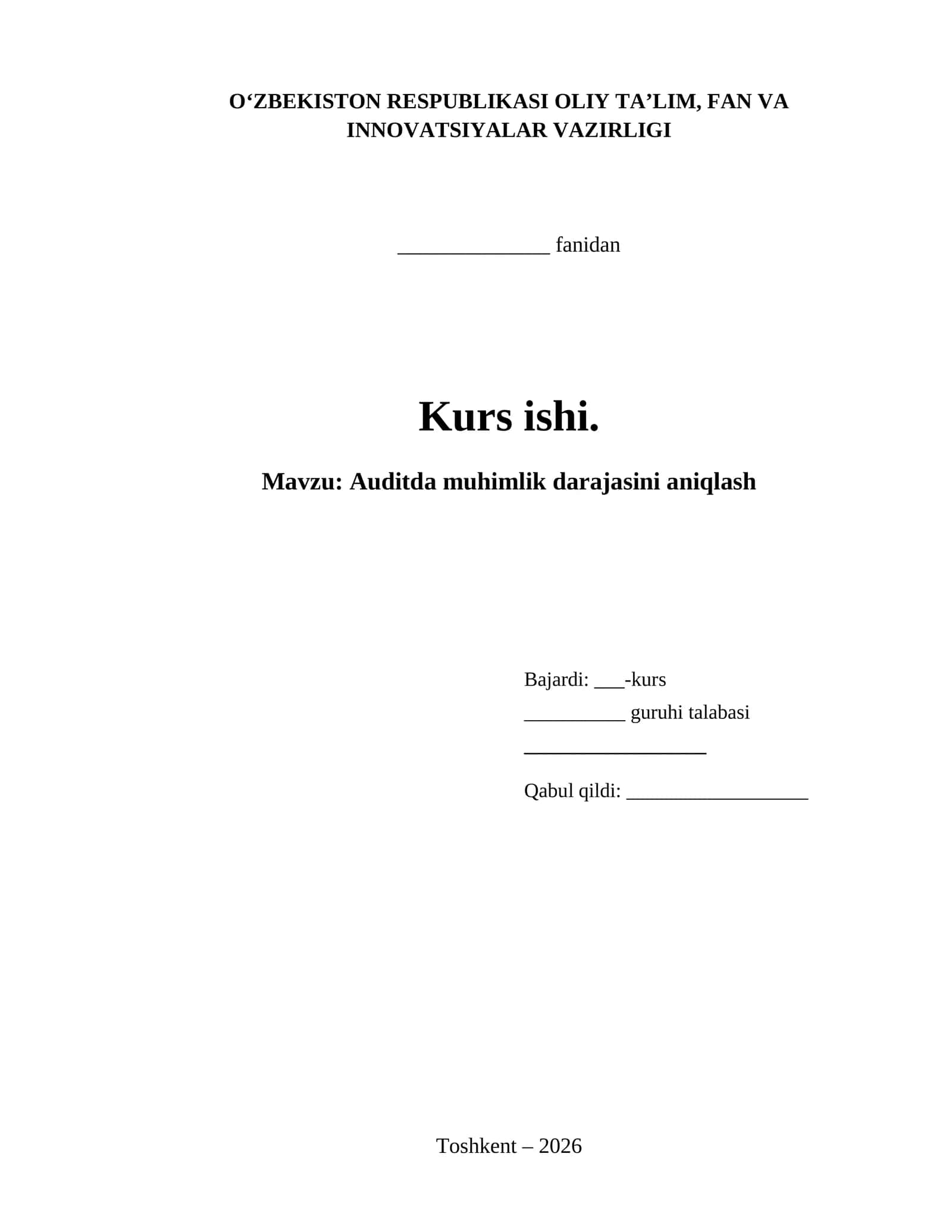 Auditda muhimlik darajasini aniqlash