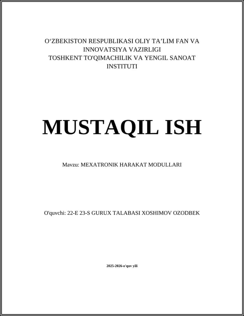 MEXATRONIK HARAKAT MODULLARI