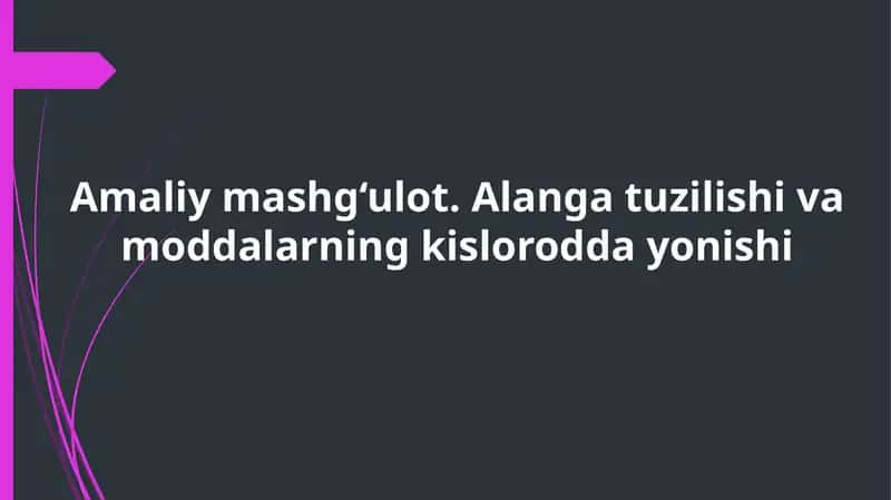 Alanga tuzilishi va moddalarning kislorod daroyish ixtirolari
