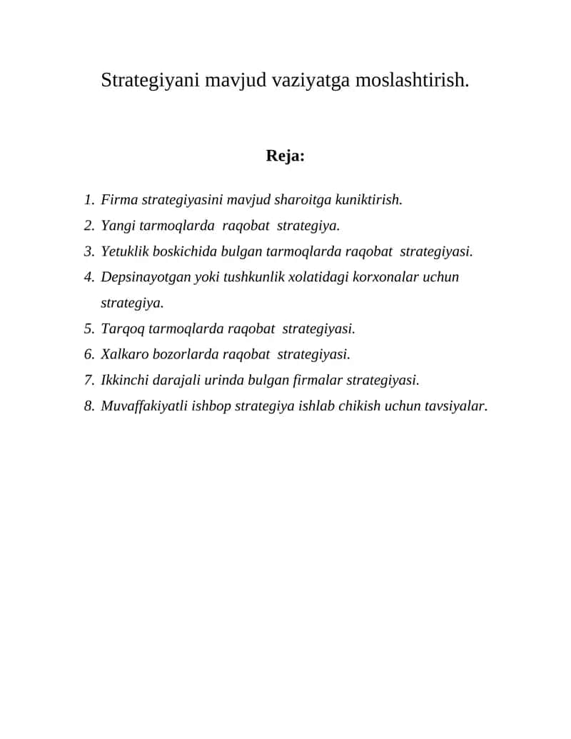 Firmalar strategiyasi