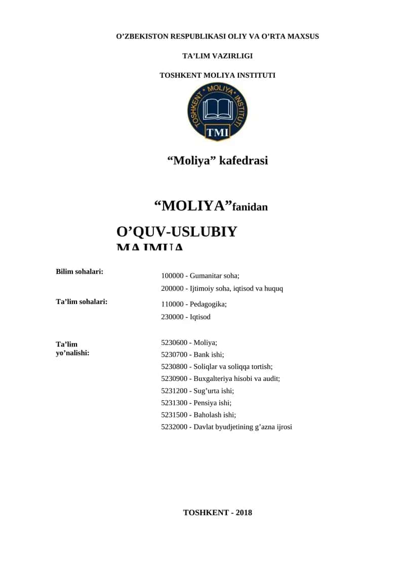 O'QUV-USLUBIY MAJMUA