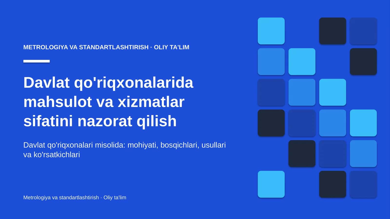 Davlat qo'riqxonalarida mahsulot va xizmatlar sifatini nazorat qilish