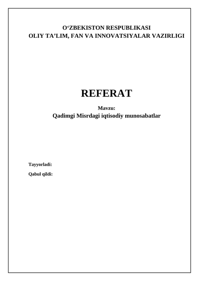 Qadimgi Misrdagi iqtisodiy munosabatlar